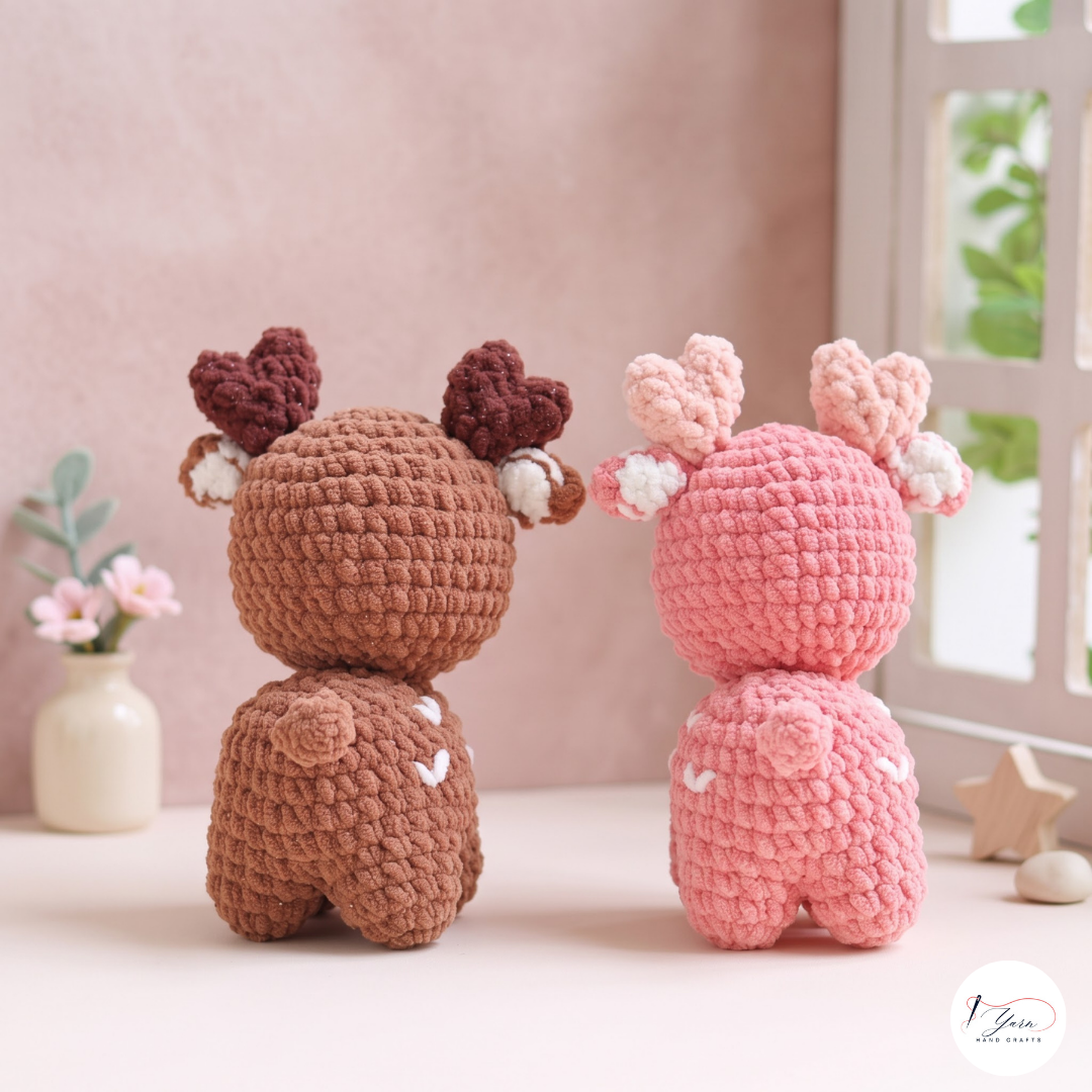 Romantic Reindeer Crochet Pattern PDF, Valentine Deer Amigurumi Plush