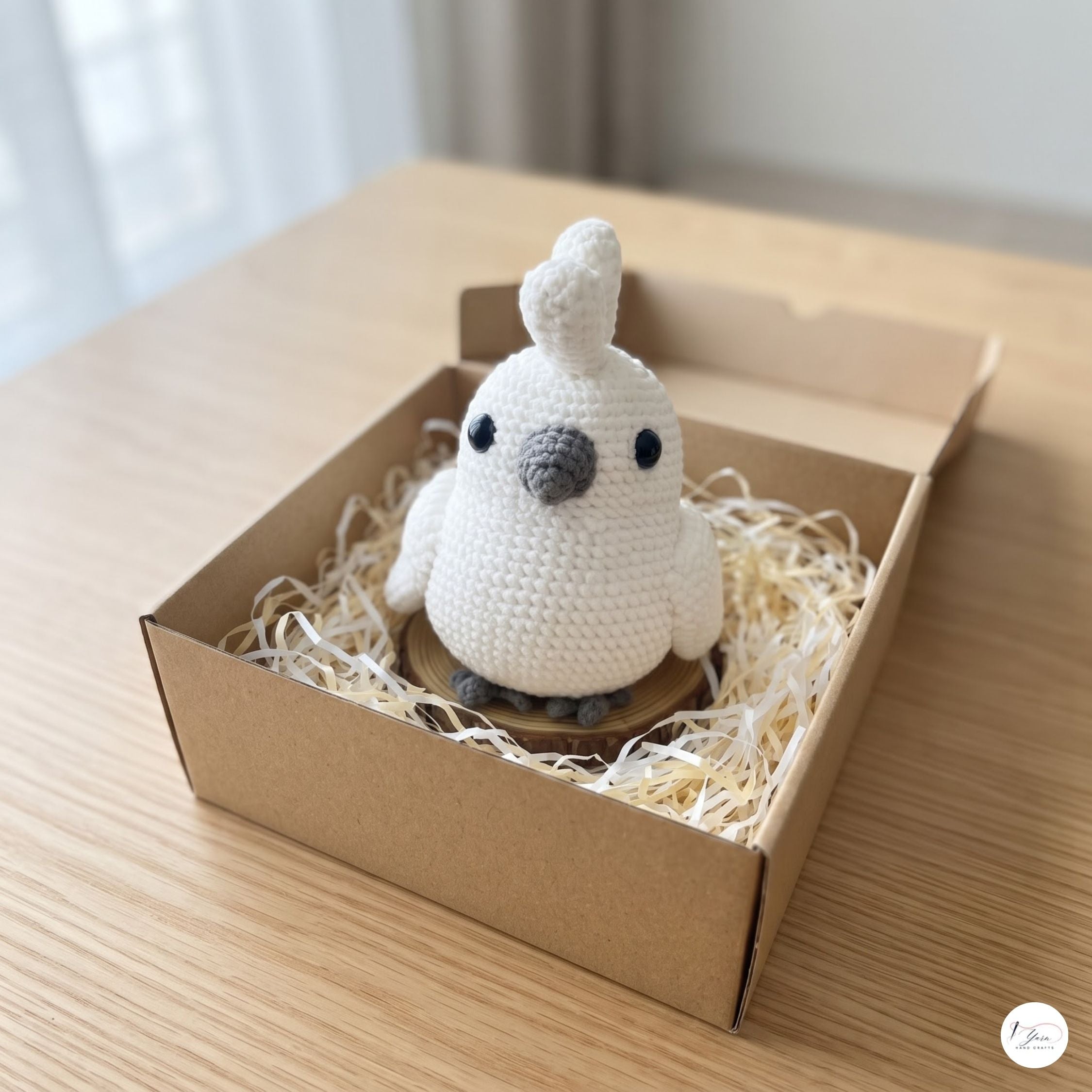 Crochet Cockatoo Plush, Handmade White Parrot Amigurumi, Soft Stuffed Bird Toy, Bird Lover Gift, Nursery Decor