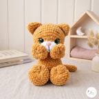 Plush Cat Crochet Pattern PDF, Cute Chenille Kitty Amigurumi Tutorial