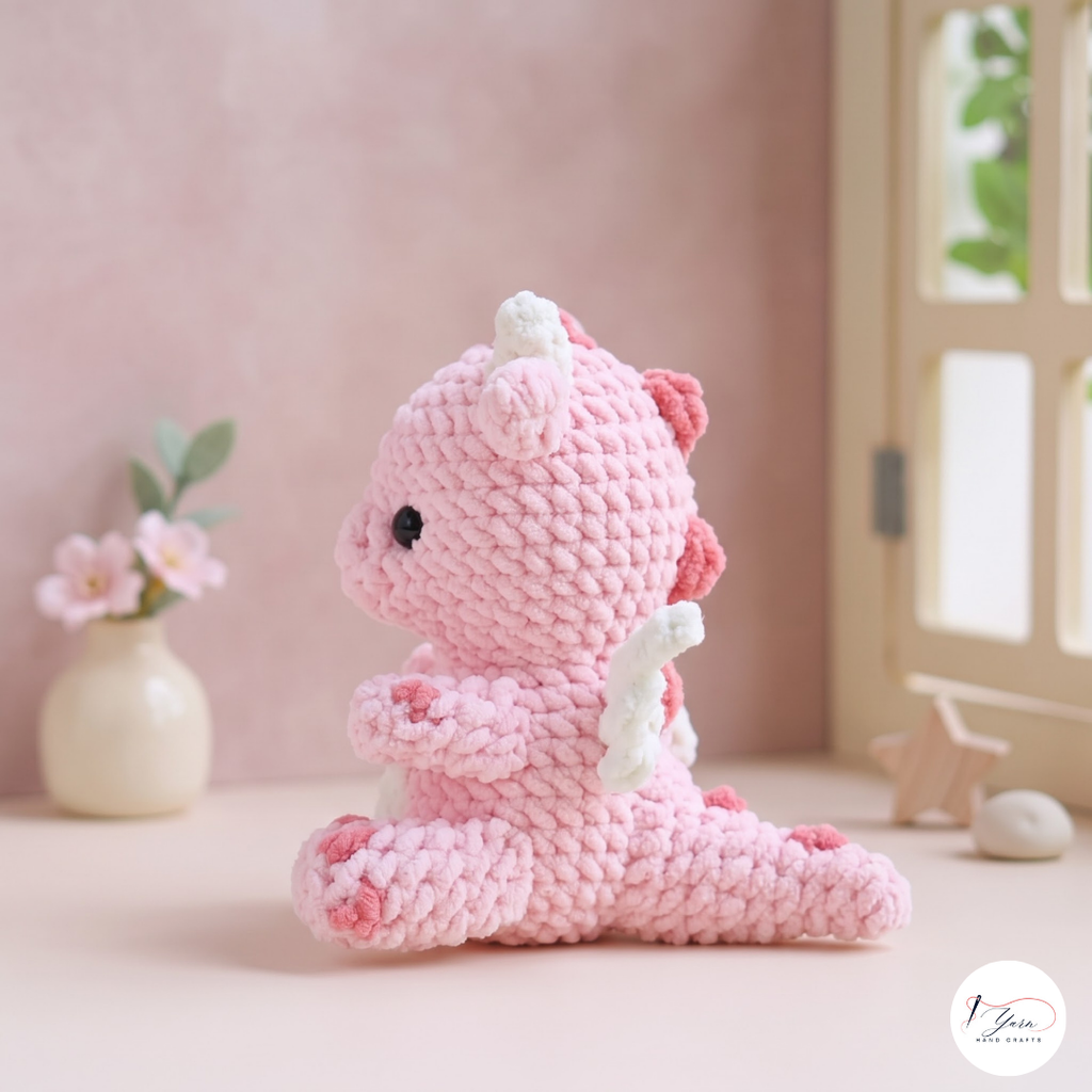 Baby Dragon Crochet Pattern PDF, Cute Pink Amigurumi Plush Tutorial