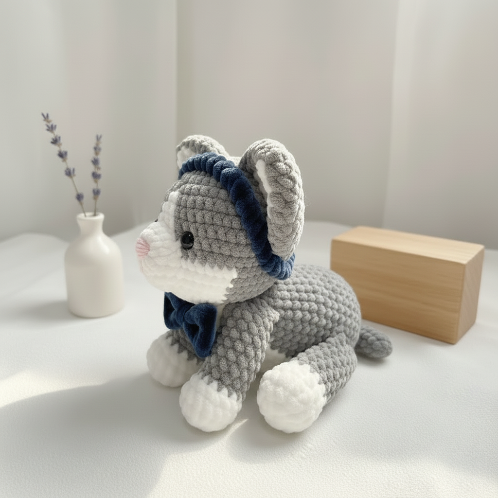 Puppy Crochet Pattern PDF, Cute Dog Amigurumi, Kawaii Lying Puppy Plush, Beginner Friendly