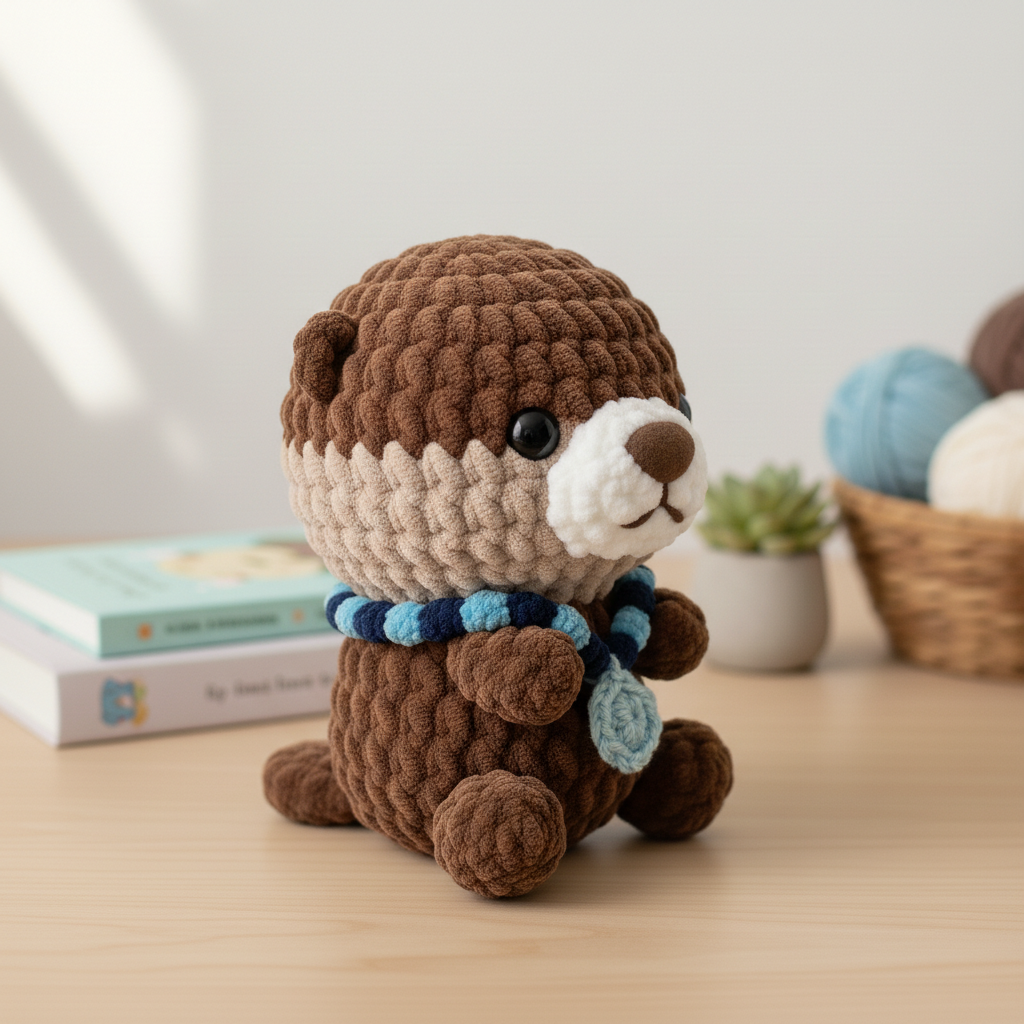Otter Crochet Pattern, Amigurumi Otter Plush with Necklace, Kawaii Animal Crochet PDF