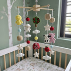 Crochet Farm Baby Mobile, Cow Pig Sheep Chick Nursery Decor, Red Barn Apple Tree Crib Mobile, Baby Shower Gift, Newborn Room Decor