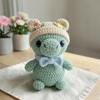 Mini Dinosaur Amigurumi Crochet Plush, Cute Handmade Dino with Hat