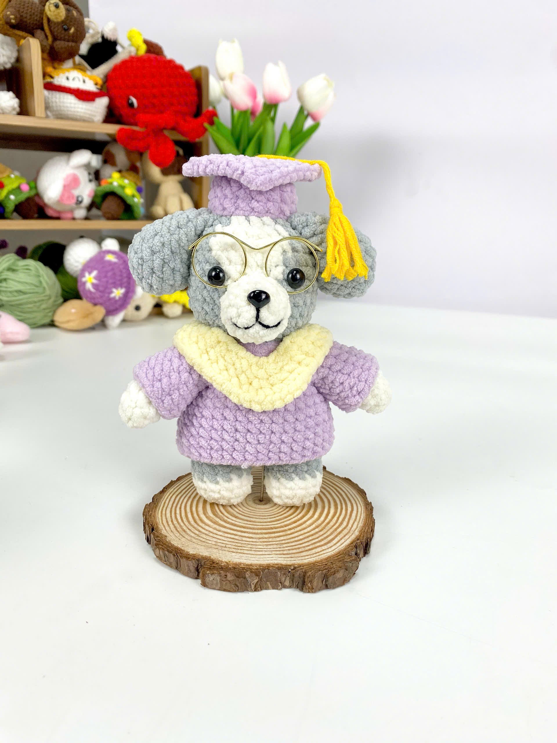Bachelor Dog Crochet Pattern: Amigurumi Graduation Puppy Toy (PDF Pattern)