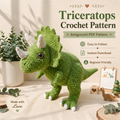 Triceratops Crochet Pattern PDF – Large Dinosaur Amigurumi Plush