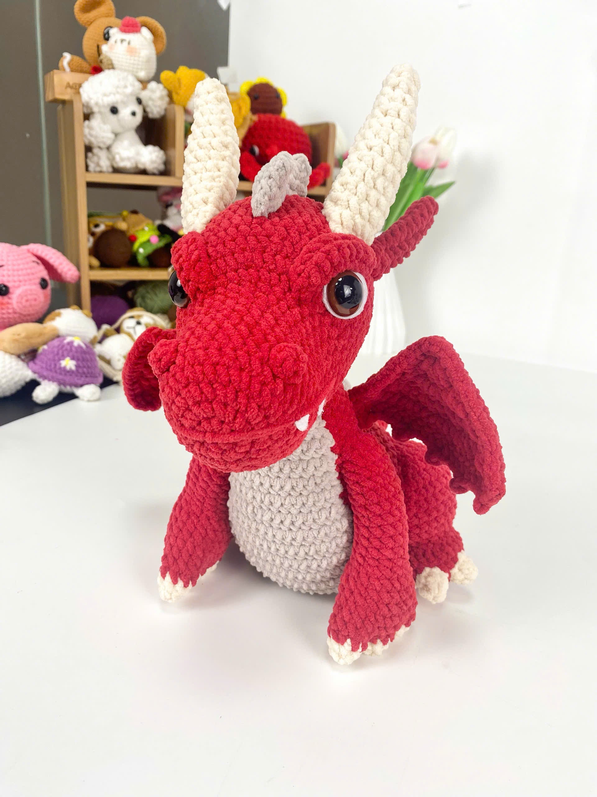 Fire Dragon Crochet Pattern: Amigurumi Plush Toy (PDF)