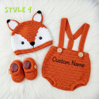 Personalized Crochet Baby Outfit, Animal Romper Set with Hat and Booties, Newborn Photo Prop