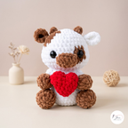 Valentine Cow Crochet Pattern PDF, Heart Cow Amigurumi Plush