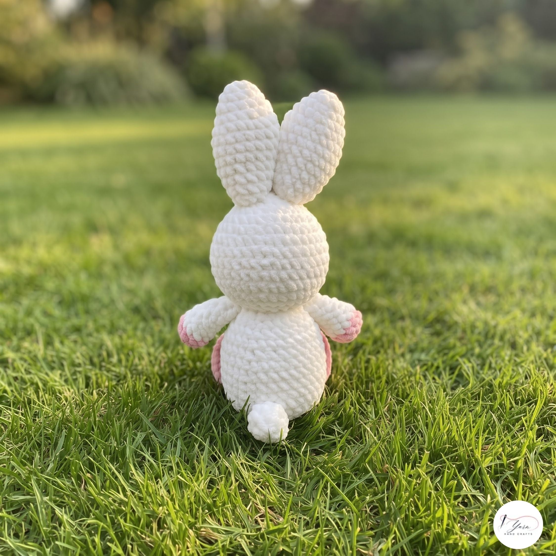 Handmade Crochet Bunny Plush, White Pink Amigurumi Rabbit, Soft Stuffed Animal, Easter Bunny Gift, Cute Nursery Decor