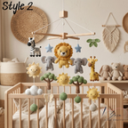 Handmade Safari Baby Mobile, Crochet Jungle Crib Mobile with Lion, Zebra, Giraffe & Elephant, Neutral Nursery Decor, Baby Shower Gift