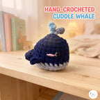 Handmade Crochet Whale Plush, Navy Blue Amigurumi Whale, Soft Ocean Animal Stuffed Toy, Whale Lover Gift, Nautical Nursery Decor