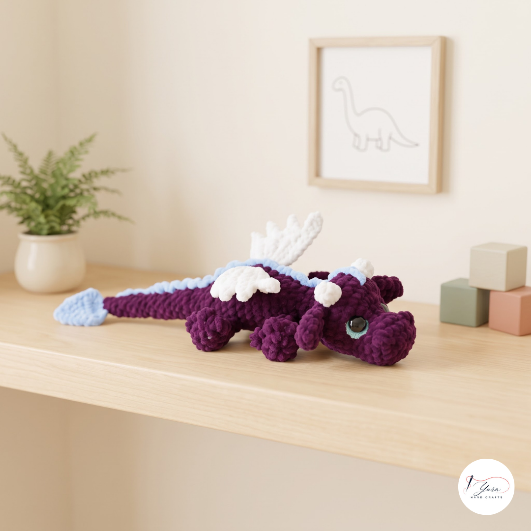 Lying Dragon Crochet Pattern PDF, 3 Sizes, Cute Amigurumi Plush Tutorial