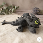 Black and White Dragon Crochet Pattern PDF, Large Fantasy Amigurumi Plush