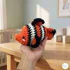 Handmade Crochet Koi Fish Plush, Orange Black White Amigurumi Carp, Soft Fish Stuffed Animal, Japanese Koi Gift, Pond Lover Decor