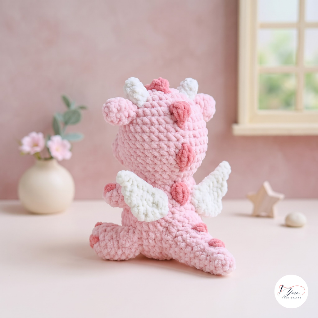 Baby Dragon Crochet Pattern PDF, Cute Pink Amigurumi Plush Tutorial