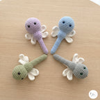 Set of 4 Crochet Fairy Rattles, Handmade Pastel Amigurumi Baby Toys, Soft Sensory Rattle Gift Set, Baby Shower Gift, Nursery Decor