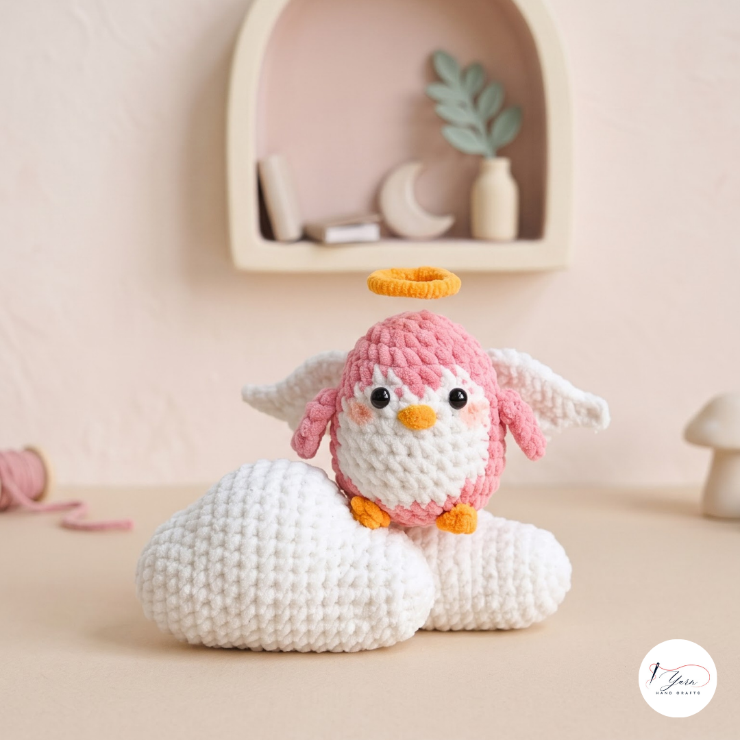 Angel Penguin Crochet Pattern PDF, Valentine Amigurumi with Cloud and Halo