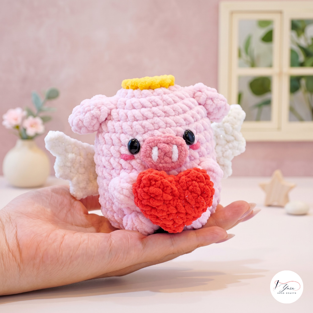 Valentine Crochet Pattern Bundle PDF, Cupid Pig Owl Amigurumi Set