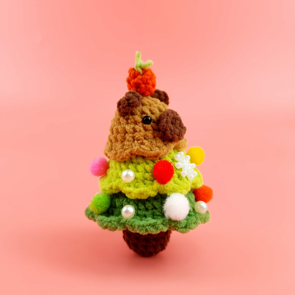 Capybara Christmas Tree Crochet Pattern PDF, Cute Holiday Amigurumi, Mini Xmas Ornament Tutorial