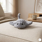 Crochet Stingray Plush, Handmade Gray Manta Ray Amigurumi, Soft Ocean Animal Stuffed Toy, Sea Life Gift, Nursery Decor