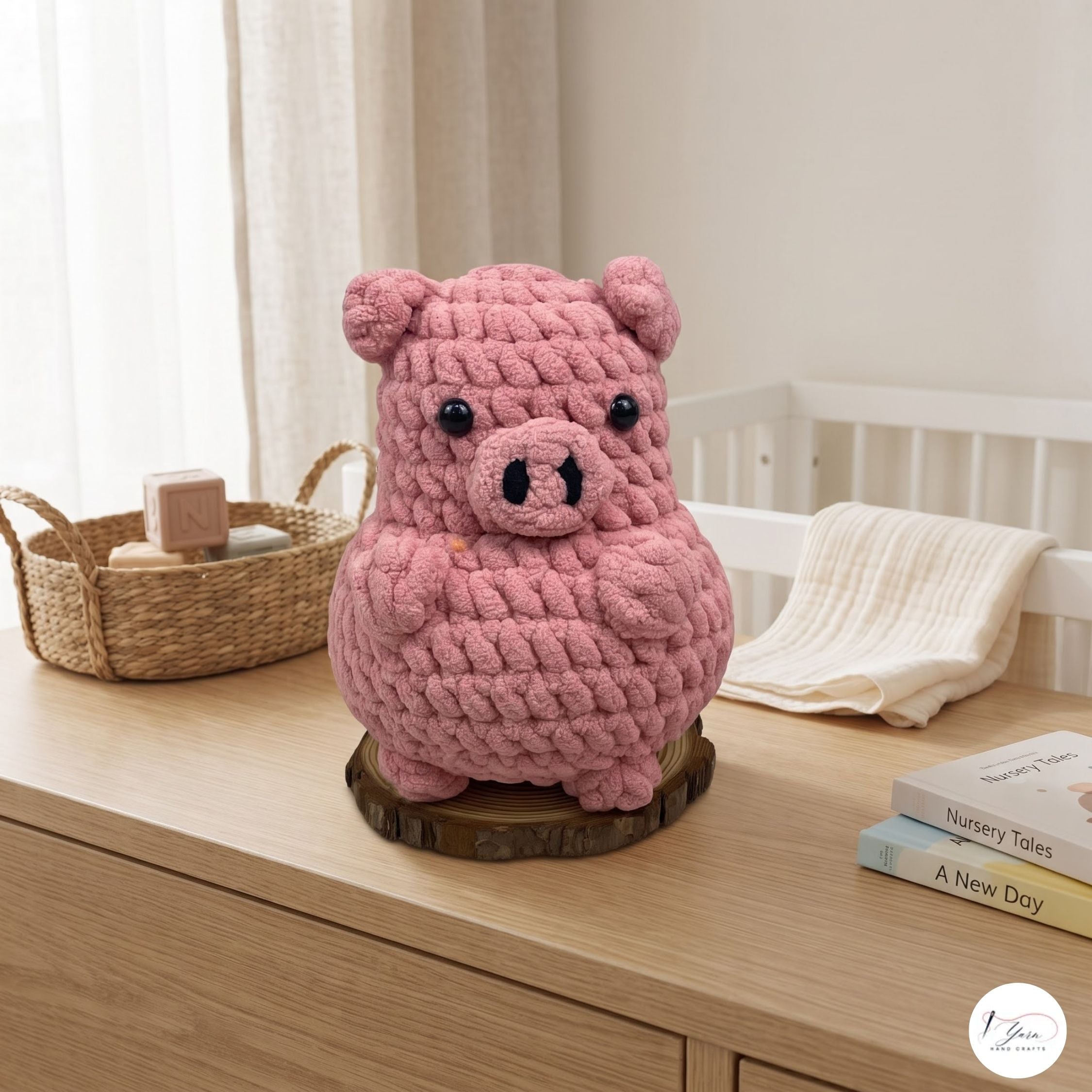 Chunky Crochet Pig Plush, Handmade Pink Amigurumi Pig, Soft Farm Animal Stuffed Toy, Pig Lover Gift, Cute Nursery Decor