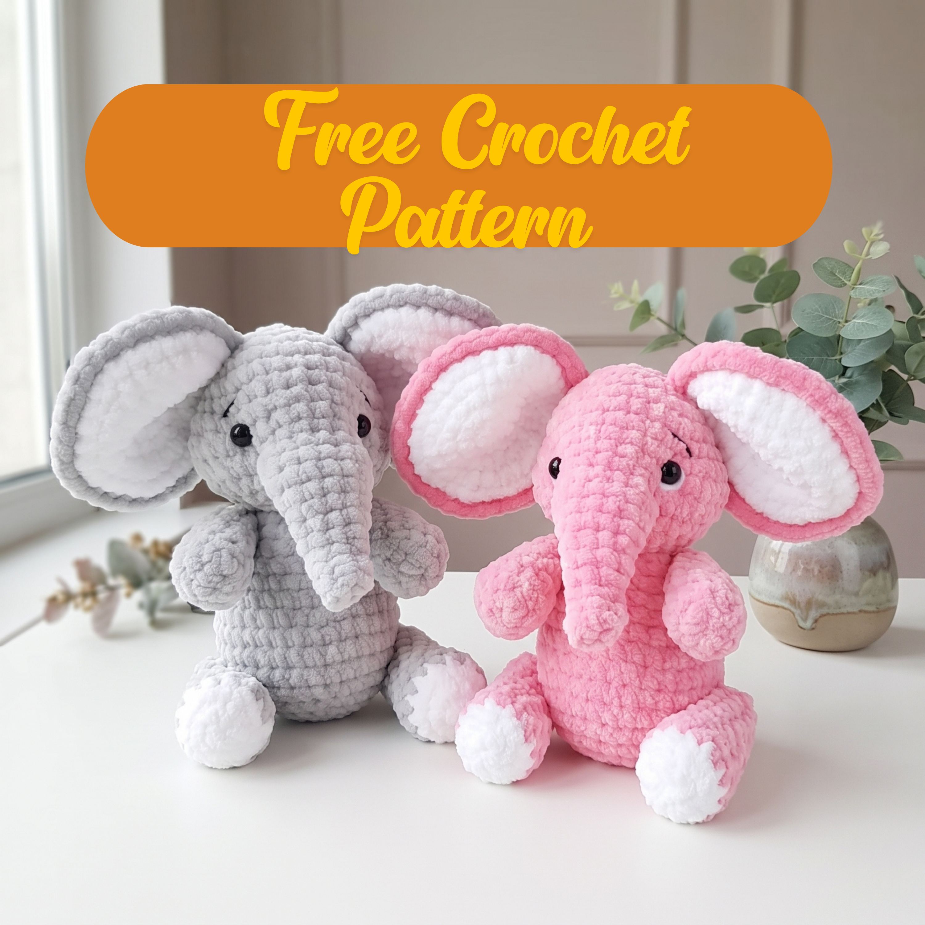Free Elephant Crochet Pattern, Cute Amigurumi Plush PDF Download