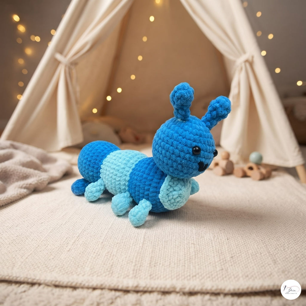 Handmade Crochet Ant Plush, Blue Amigurumi Insect Stuffed Animal, Soft Bug Toy, Nature Lover Gift, Nursery Decor