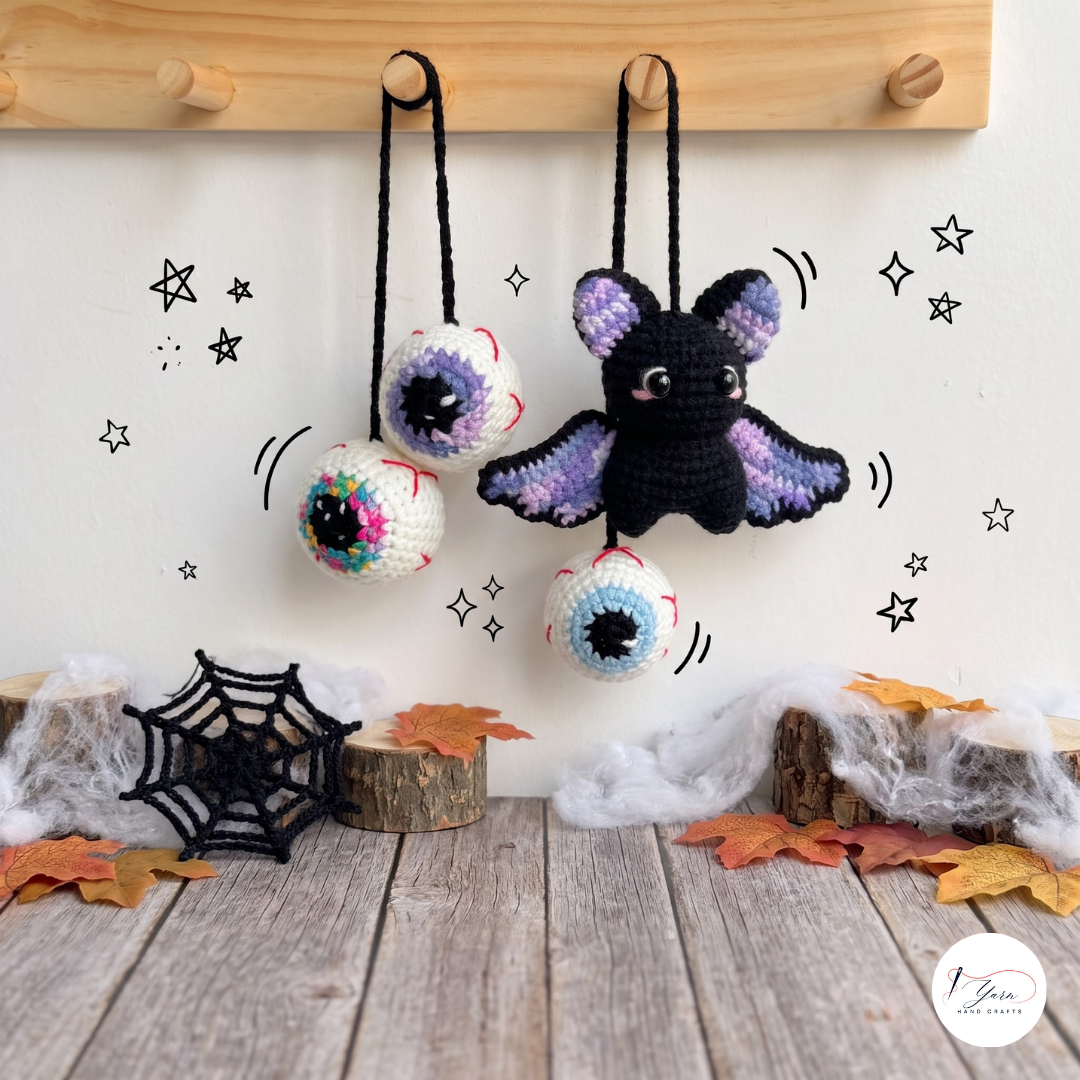 Halloween Crochet Pattern Bundle PDF, Pumpkin Ghost Bat Spider and Eyeball Amigurumi Patterns, Spooky Crochet Decorations