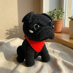 Midnight Pug Crochet Pattern PDF, Cute Black Pug Amigurumi Tutorial, Dog Plush Crochet Pattern