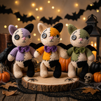 Halloween Cat Crochet Pattern PDF, Patchwork Cat Amigurumi, Bat Wing Kitty Plush, Spooky Crochet Pattern, Digital Download