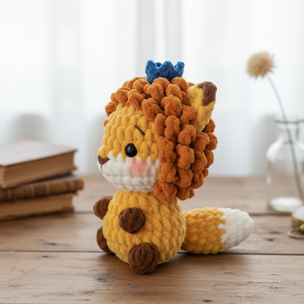 Mini Jungle Lion Crochet Pattern PDF – Cute Crown Lion Amigurumi Plush