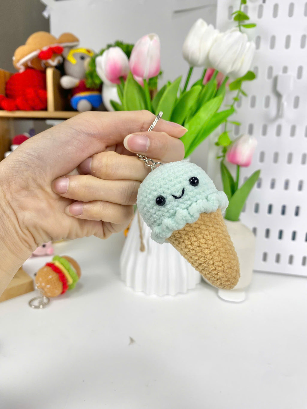 Crochet Dessert Keychain Pattern: Cake, Cupcake, Ice Cream, Donut (PDF)