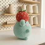 Frog Crochet Pattern, Cute Frog Wearing Strawberry Hat Amigurumi Tutorial