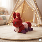 Crochet Caterpillar Plush, Handmade Red Amigurumi Bug, Soft Chenille Stuffed Insect Toy, Caterpillar Lover Gift, Nursery Decor