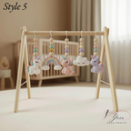 Unicorn Baby Play Gym, Crochet Rainbow & Unicorn Toys, Wooden Montessori Activity Gym, Pastel Nursery Decor, Newborn Baby Shower Gift