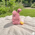 Crochet Easter Bunny Plush with Egg, Handmade Pink Amigurumi Rabbit, Soft Chenille Stuffed Animal, Easter Basket Gift