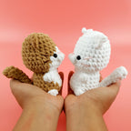 Cat Couple Crochet Pattern PDF, Brown and White Plush Cat Tutorial, Cute Amigurumi Gift Pattern