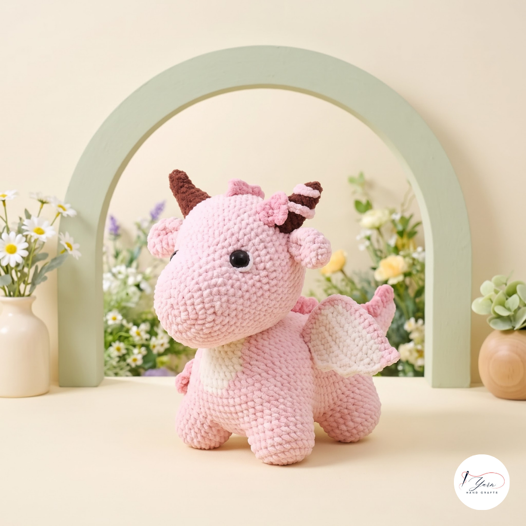 Dragon Crochet Pattern Bundle PDF, Pink Baby and Green Dragon Amigurumi Plush