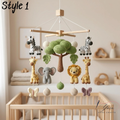 Handmade Safari Baby Mobile, Crochet Jungle Crib Mobile with Lion, Zebra, Giraffe & Elephant, Neutral Nursery Decor, Baby Shower Gift