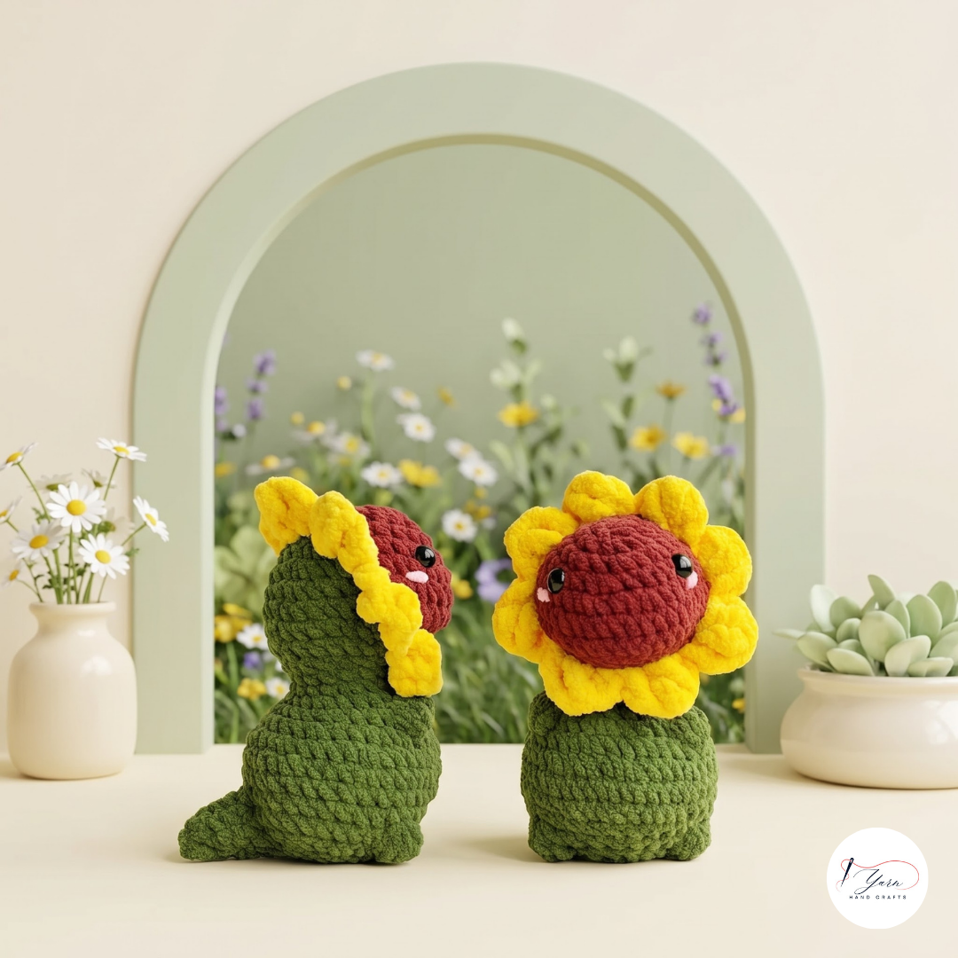 Cute Dinosaur Crochet Pattern Bundle, Bee T-Rex, Sunflower and Pastel Dino Amigurumi Patterns