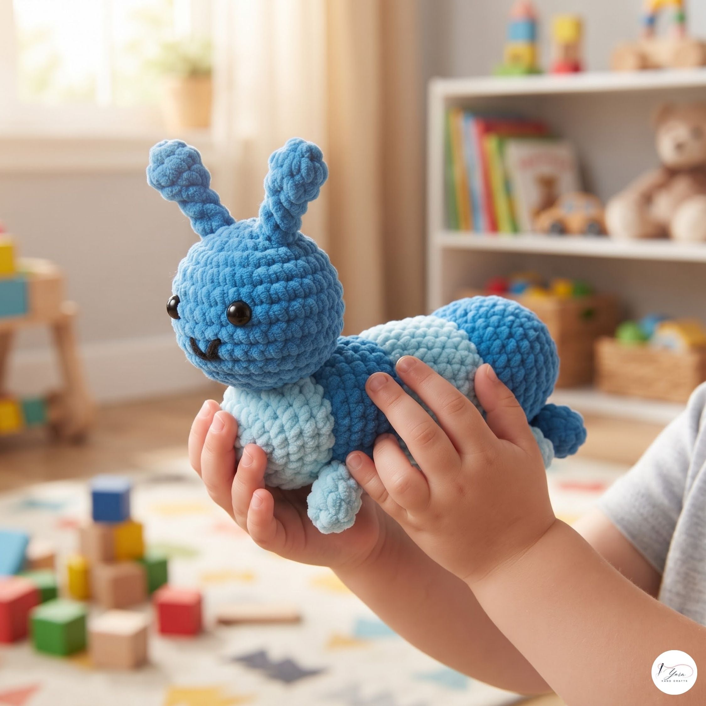 Handmade Crochet Ant Plush, Blue Amigurumi Insect Stuffed Animal, Soft Bug Toy, Nature Lover Gift, Nursery Decor
