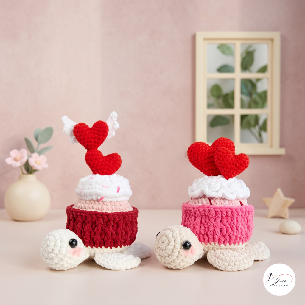 Valentine Turtle Crochet Pattern Bundle PDF, Cupcake Amigurumi Set