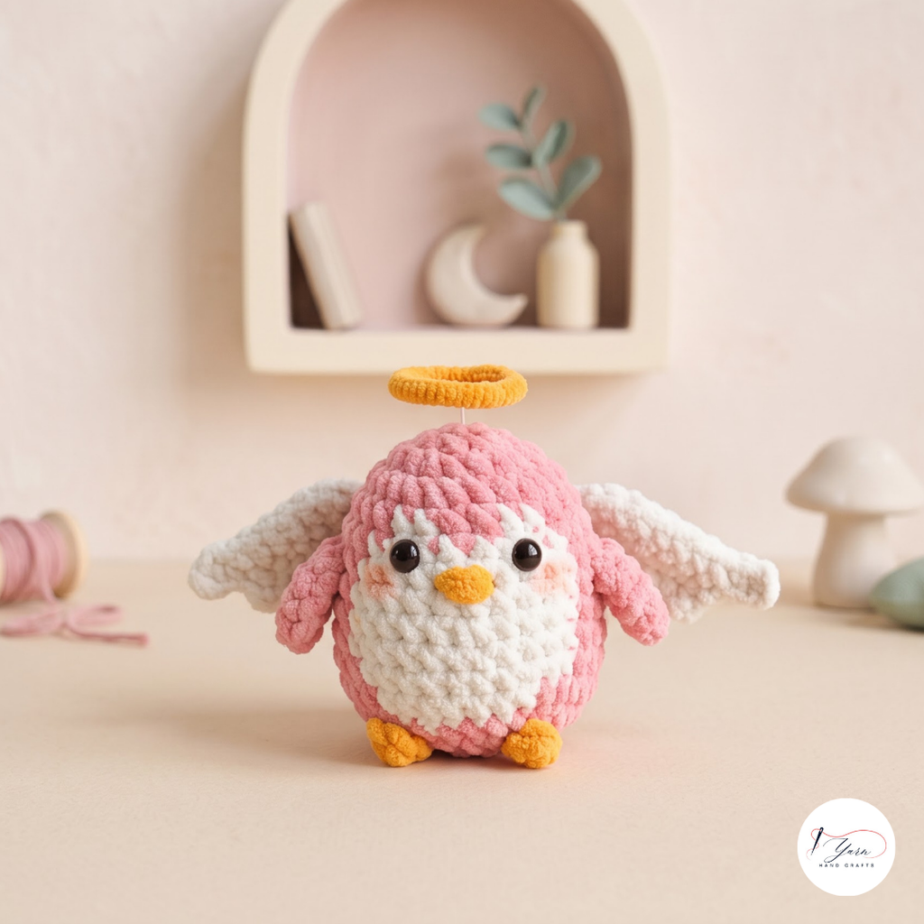 Angel Penguin Crochet Pattern PDF, Valentine Amigurumi with Cloud and Halo