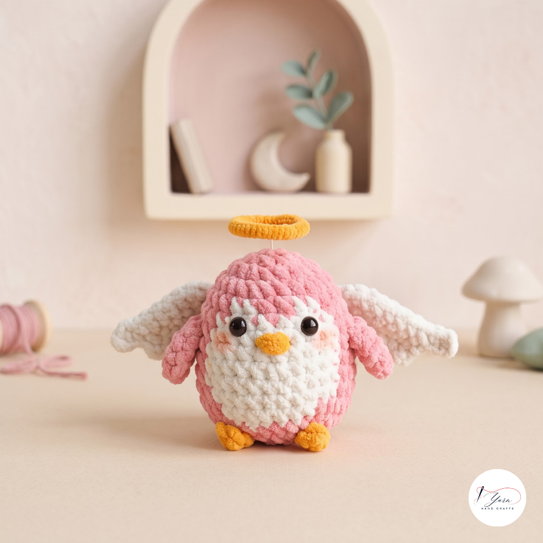 Angel Penguin Crochet Pattern PDF, Valentine Amigurumi with Cloud and Halo