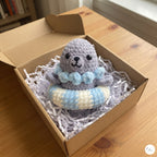 Crochet Seal Plush with Floatie, Handmade Amigurumi Sea Animal, Soft Ocean Stuffed Toy, Seal Lover Gift, Nursery Decor