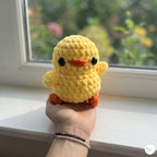 Crochet Duck Plush, Handmade Yellow Amigurumi Duck, Soft Chenille Stuffed Animal, Waving Duckling Gift, Nursery Decor
