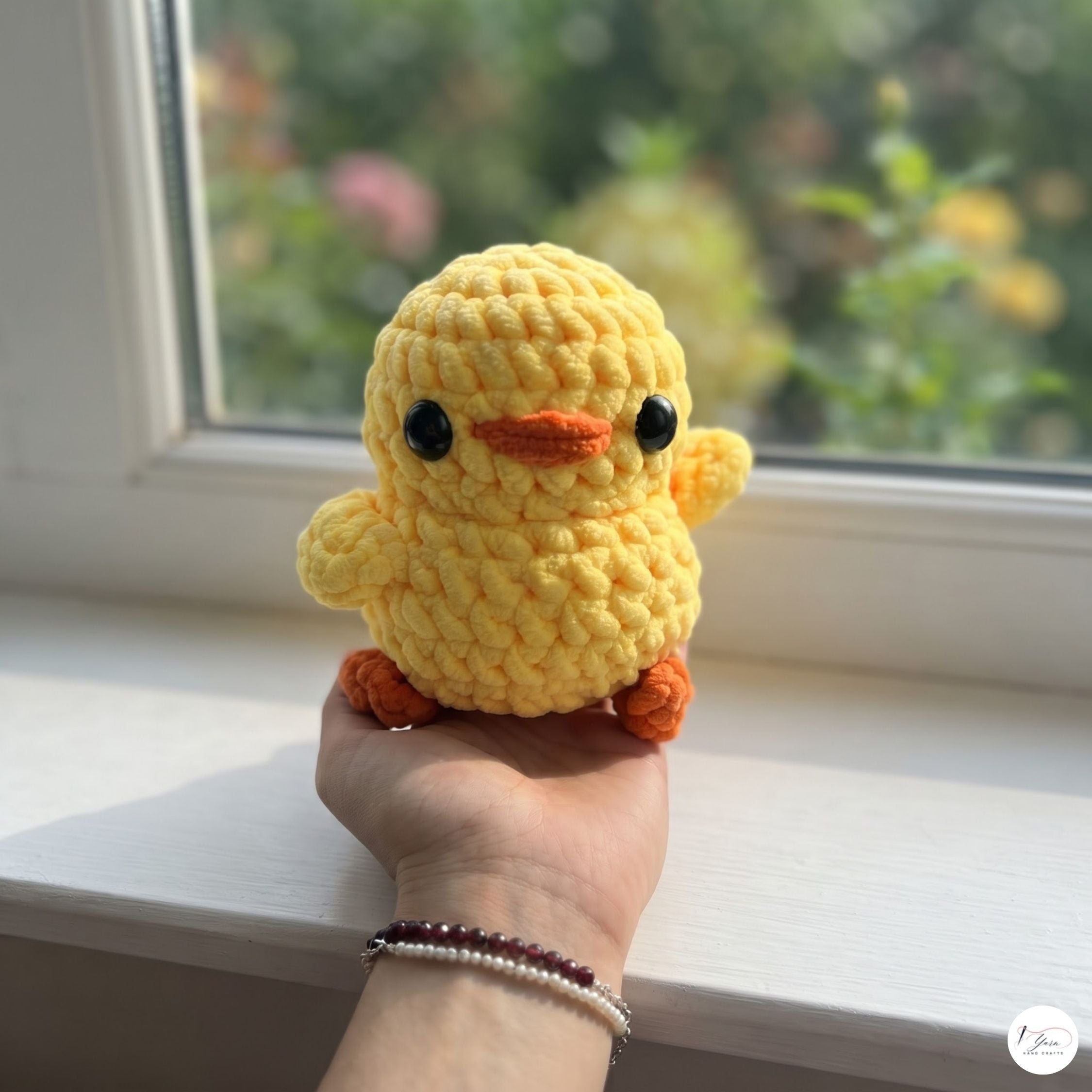Crochet Duck Plush, Handmade Yellow Amigurumi Duck, Soft Chenille Stuffed Animal, Waving Duckling Gift, Nursery Decor