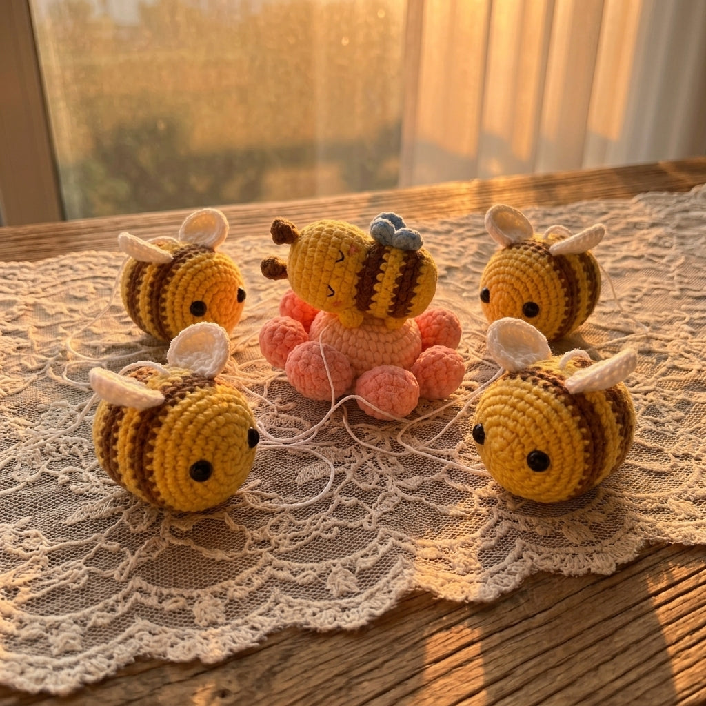 Crochet Bee Baby Mobile, Daisy Flower Crib Mobile