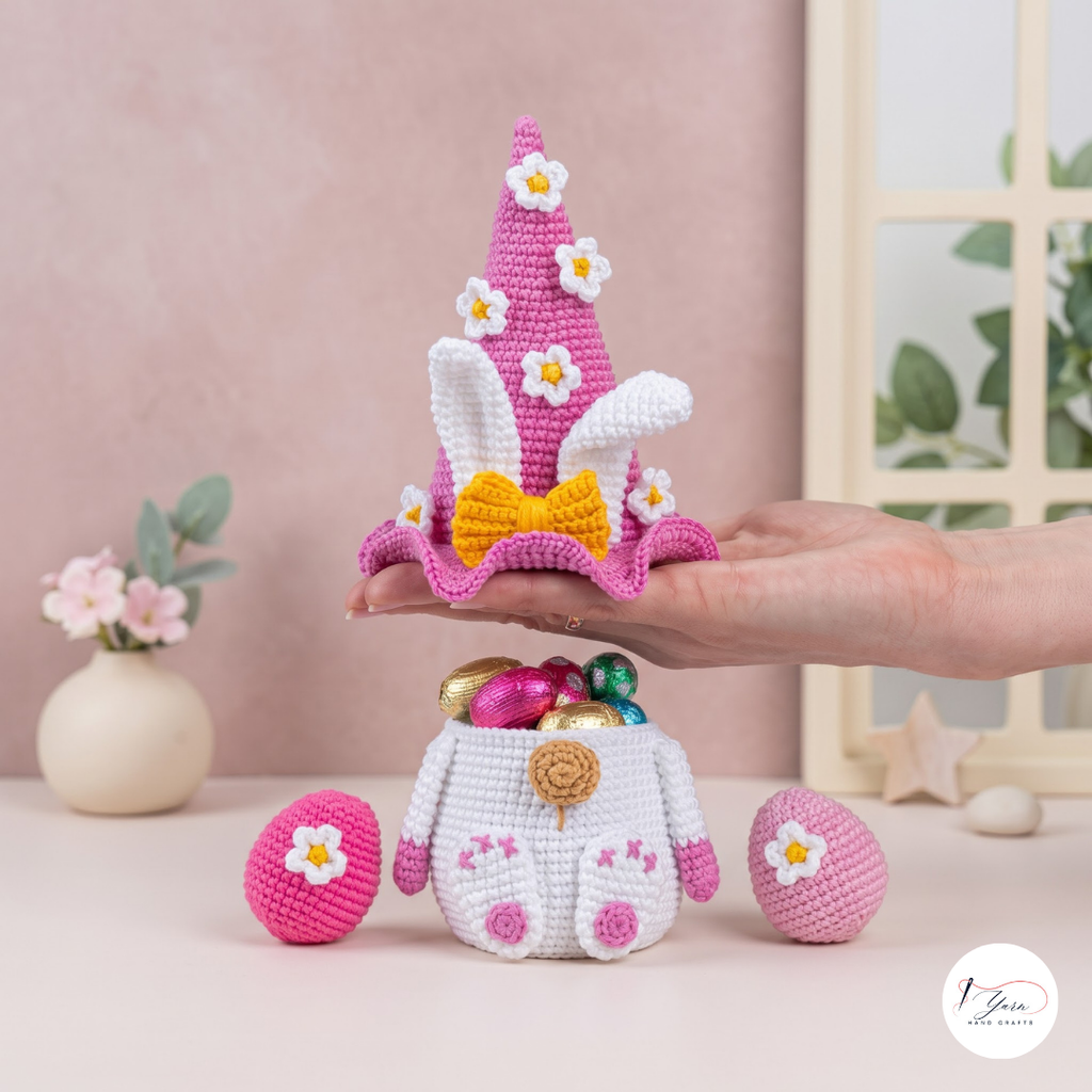 Easter Bunny Gnome Crochet Pattern PDF, Candy Holder Amigurumi